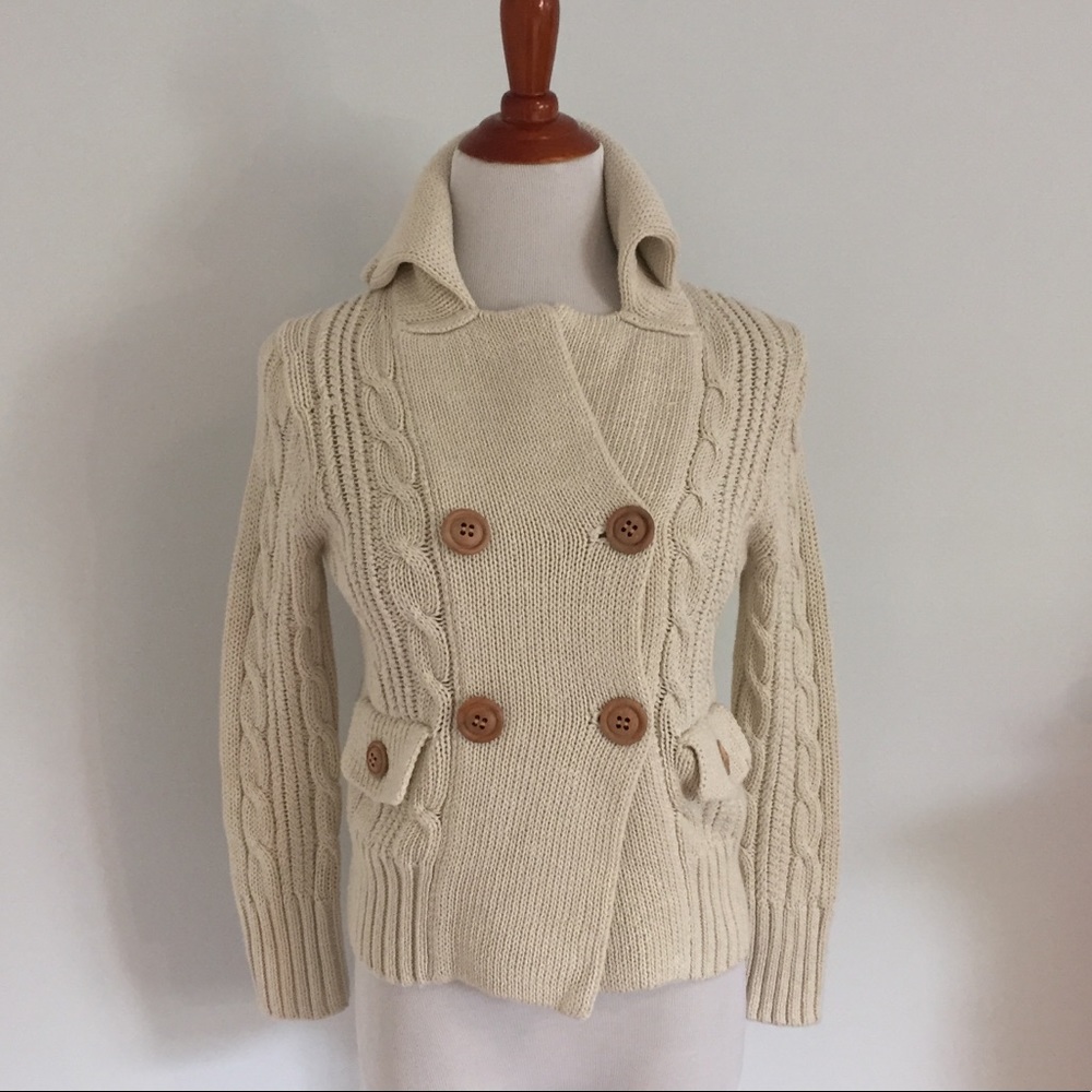 J. Crew Cream Cable Knit Cardigan